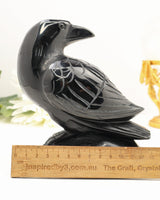 Black Obsidian Raven Carving | 12cm | Approx 900g | Protection & Wisdom