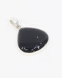 Natural Black Obsidian sterling silver pendant with glossy black polished stone in rounded triangular shape set in .925 silver.