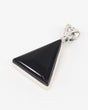 Black Onyx sterling silver triangular pendant with polished black gemstone and ornate .925 silver bail, protection and grounding jewellery.
