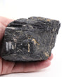 Natural Black Tourmaline specimen 696g with deeply striated raw black crystal formations and natural mineral matrix, 12cm protection and grounding crystal.