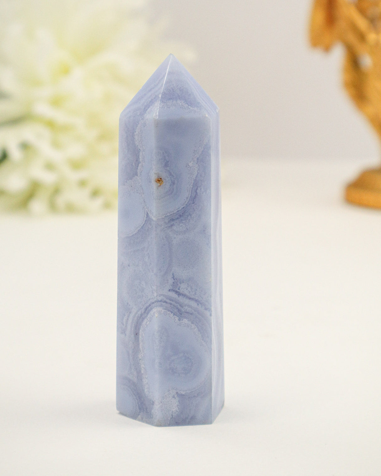 Blue Lace Agate Tower | 8.5cm | 70g | Peace & Communication