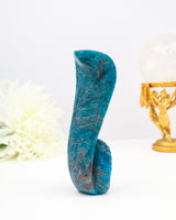 Blue Apatite Snake Carving | 15cm | 429g | Transformation & Insight
