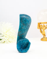 Blue Apatite Snake Carving | 15cm | 429g | Transformation & Insight