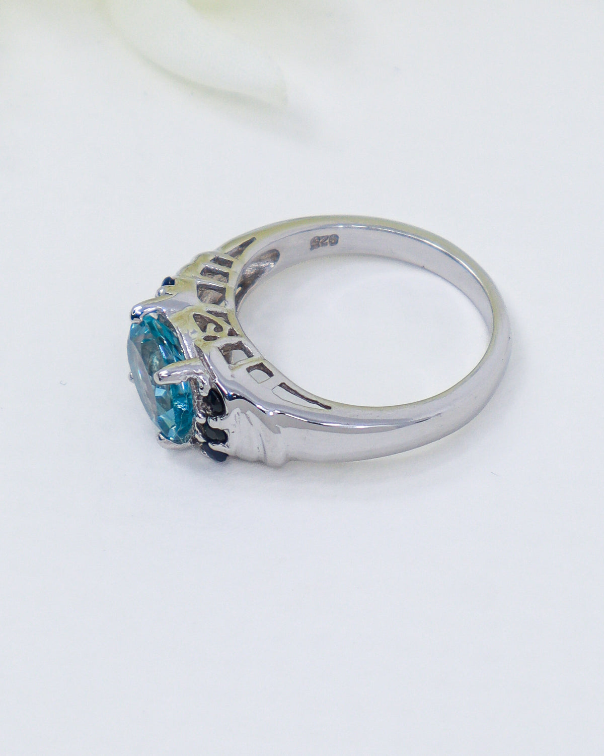 Blue Topaz & Black Spinel Sterling Silver Ring – Sacred Truth | Size 7