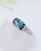 Blue Topaz & Black Spinel Sterling Silver Ring – Sacred Truth | Size 7