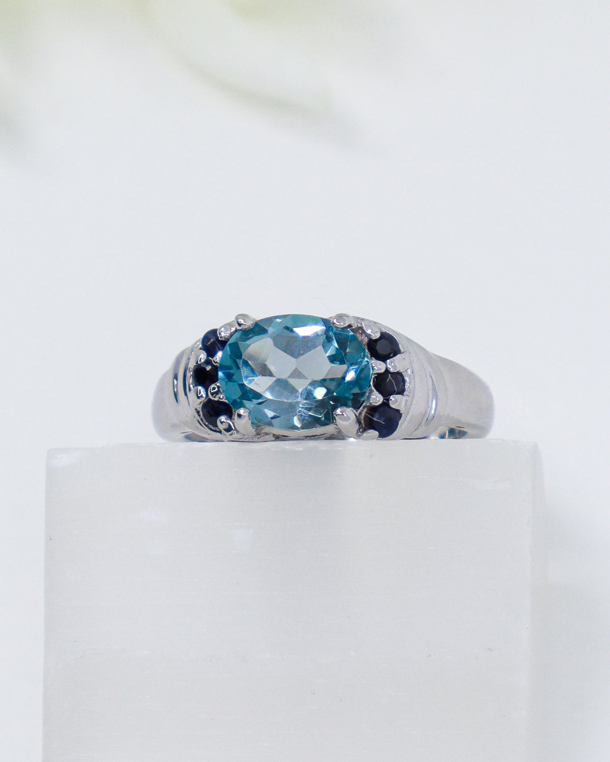 Blue Topaz & Black Spinel Sterling Silver Ring – Sacred Truth | Size 7