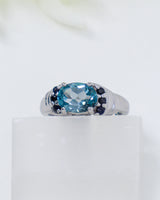 Blue Topaz & Black Spinel Sterling Silver Ring – Sacred Truth | Size 7
