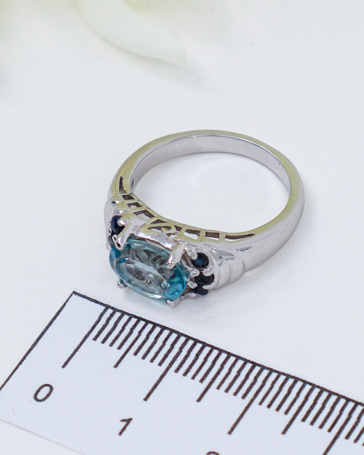 Blue Topaz & Black Spinel Sterling Silver Ring – Sacred Truth | Size 7