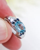 Blue Topaz & Black Spinel Sterling Silver Ring – Sacred Truth | Size 7
