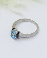 Blue Topaz, Black Spinel & CZ Sterling Silver Ring – Clear Truth | Size 9