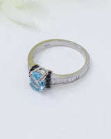 Blue Topaz, Black Spinel & CZ Sterling Silver Ring – Clear Truth | Size 9