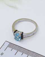 Blue Topaz, Black Spinel & CZ Sterling Silver Ring – Clear Truth | Size 9