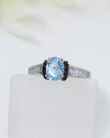 Blue Topaz, Black Spinel & CZ Sterling Silver Ring – Clear Truth | Size 9