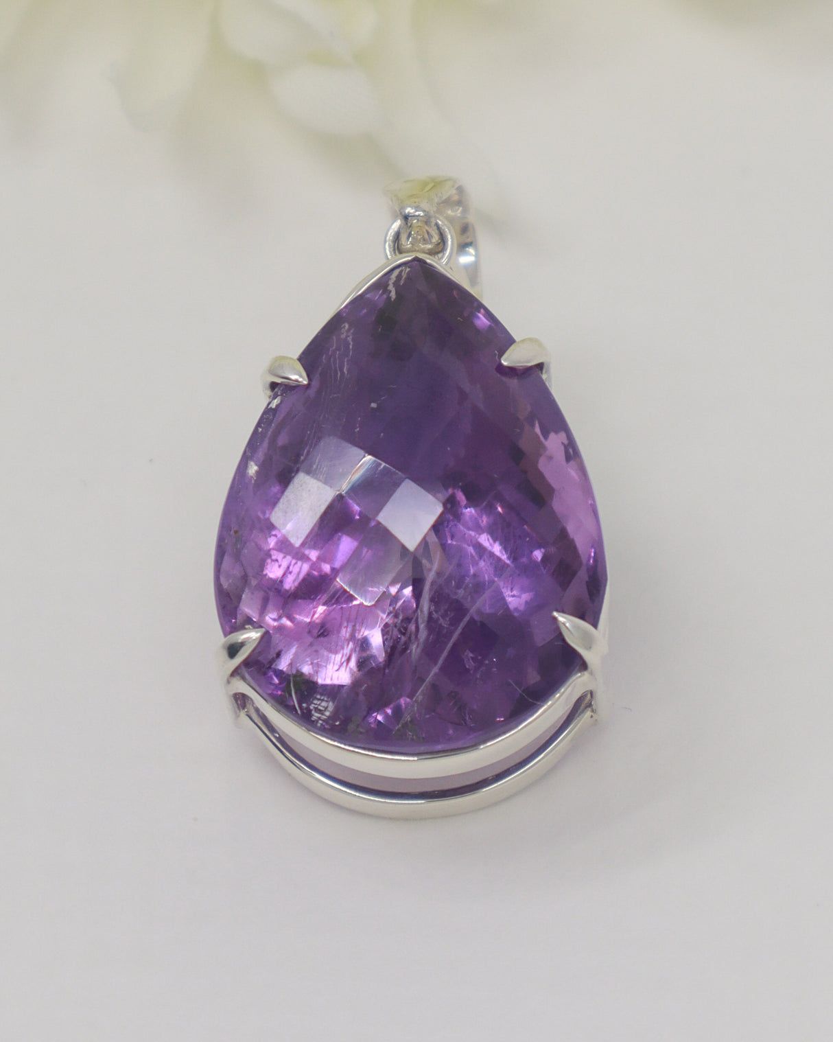 Brazilian Amethyst Sterling Silver Pendant – Violet Flame