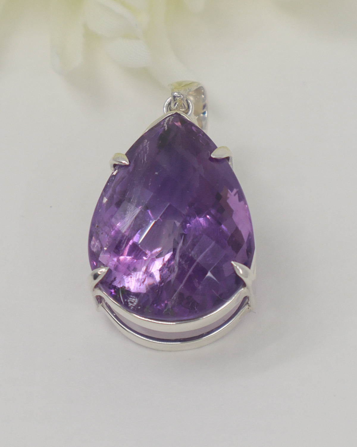 Brazilian Amethyst Sterling Silver Pendant – Violet Flame