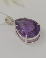 Brazilian Amethyst Sterling Silver Pendant – Violet Flame