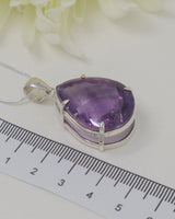 Brazilian Amethyst Sterling Silver Pendant – Violet Flame