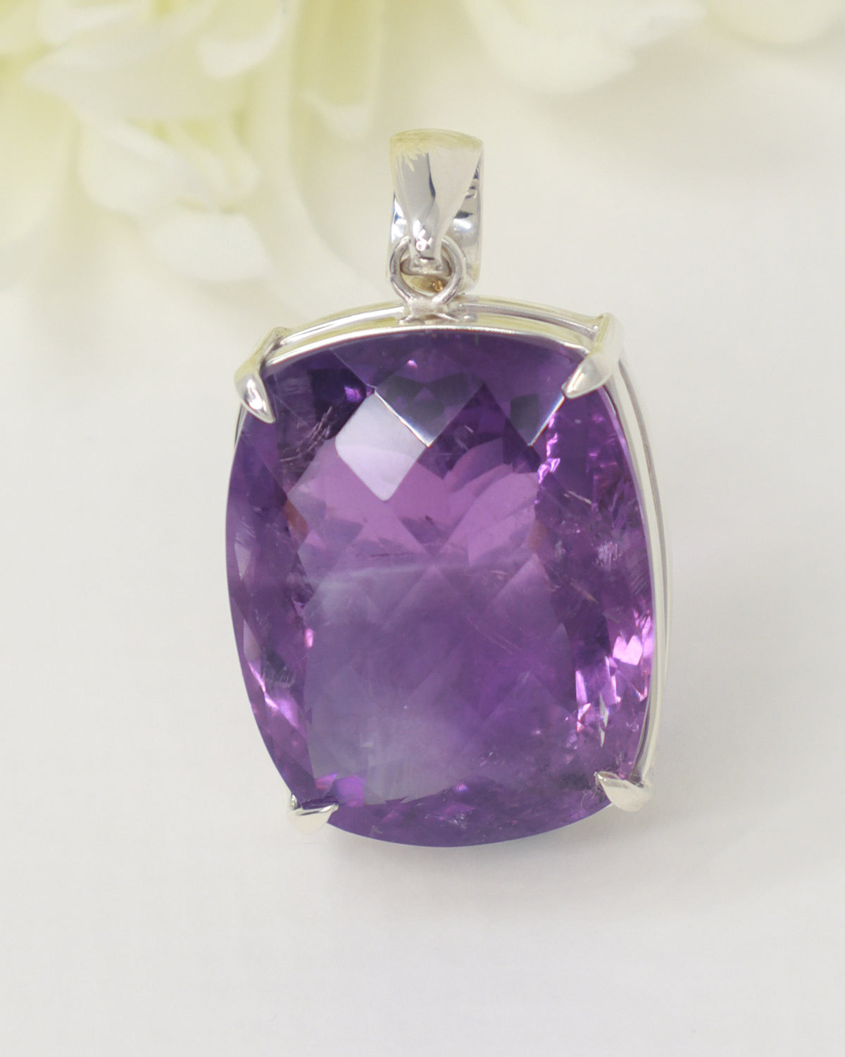 Brazilian Amethyst Sterling Silver Statement Pendant – Violet Temple