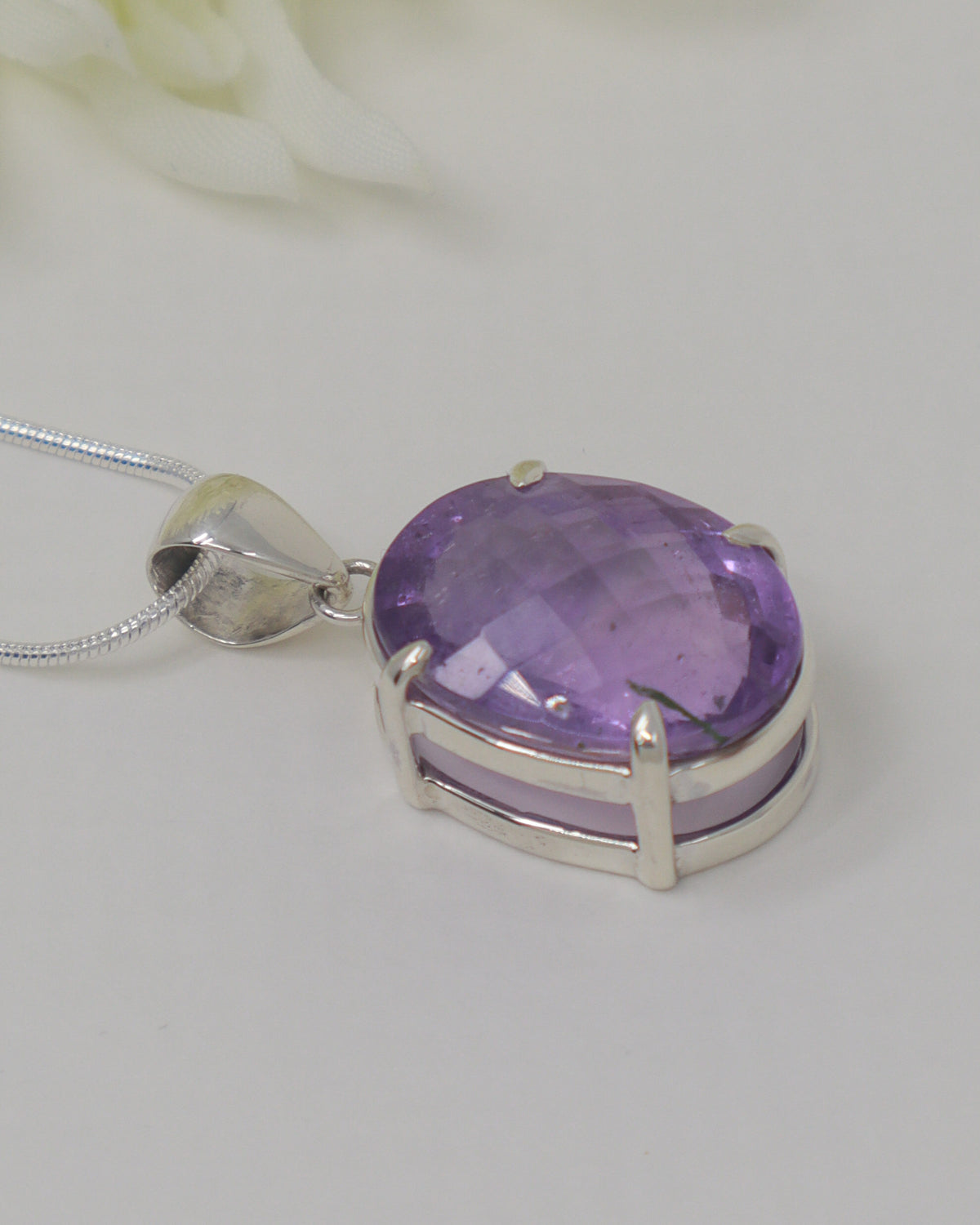 Brazilian Amethyst Sterling Silver Pendant – Lavender Light