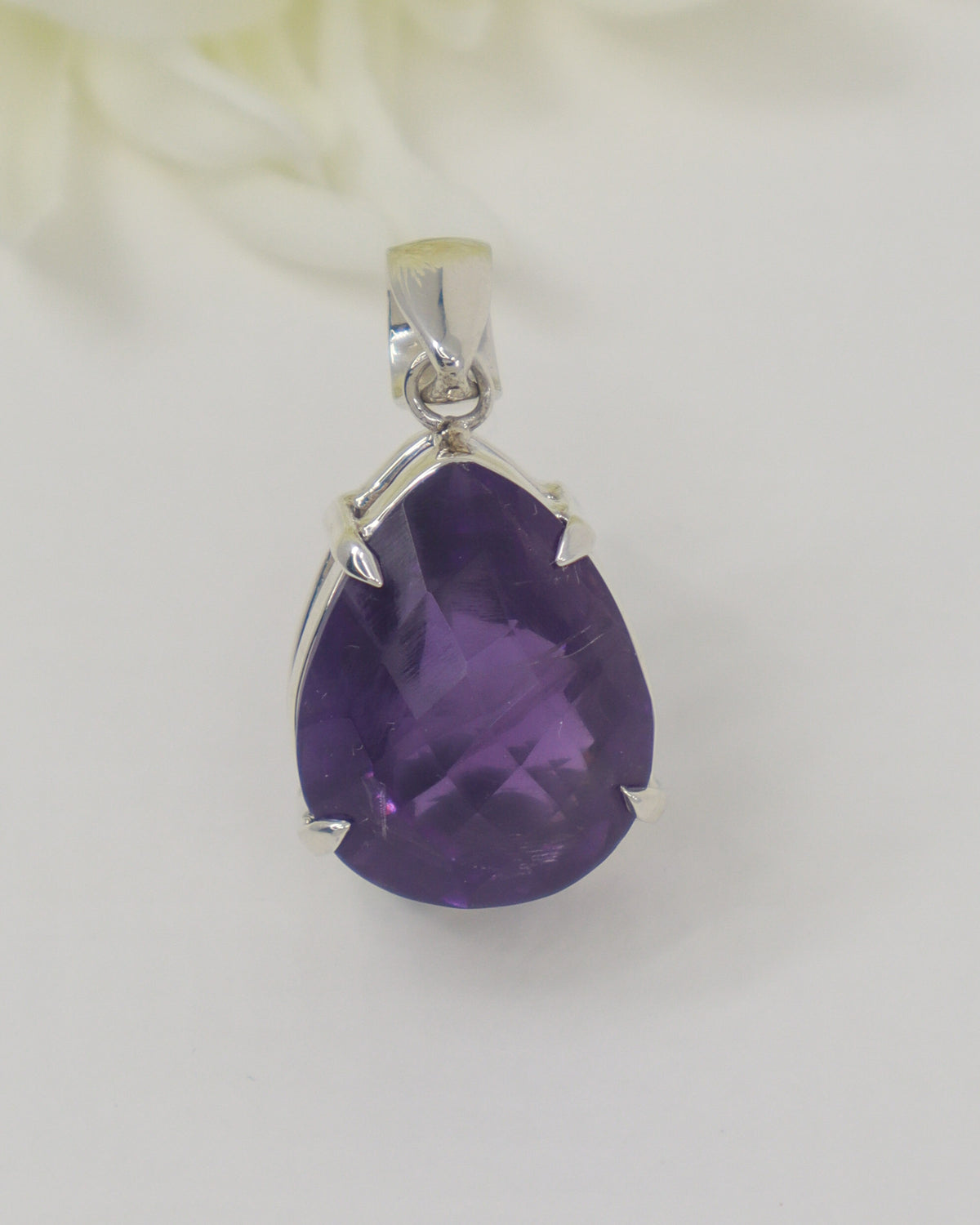 Brazilian Amethyst Sterling Silver Pendant – Violet Flame
