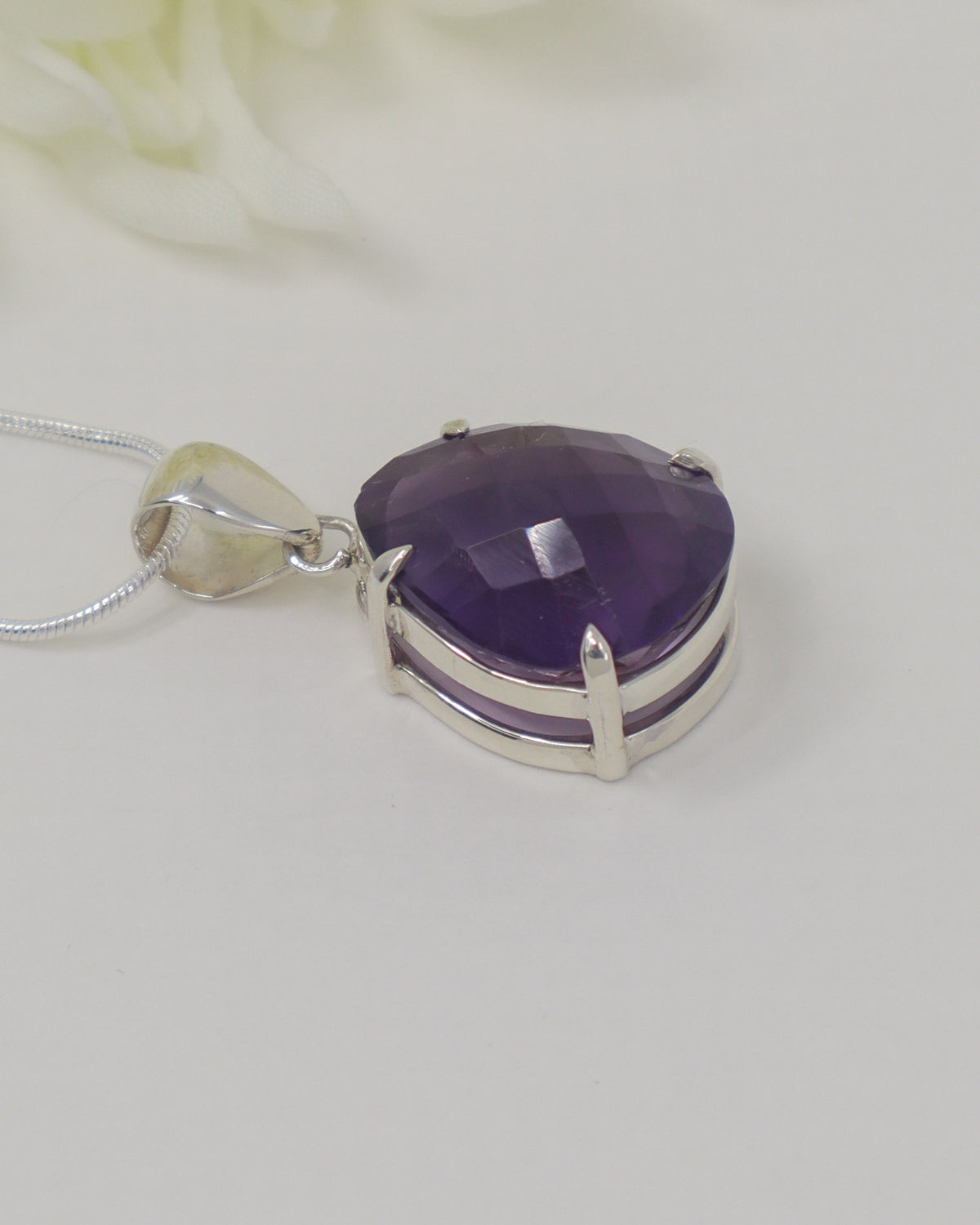 Brazilian Amethyst Sterling Silver Pendant – Violet Flame