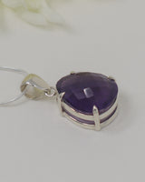 Brazilian Amethyst Sterling Silver Pendant – Violet Flame