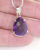 Brazilian Amethyst Sterling Silver Pendant – Violet Flame