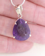 Deep purple Brazilian Amethyst teardrop pendant in .925 sterling silver