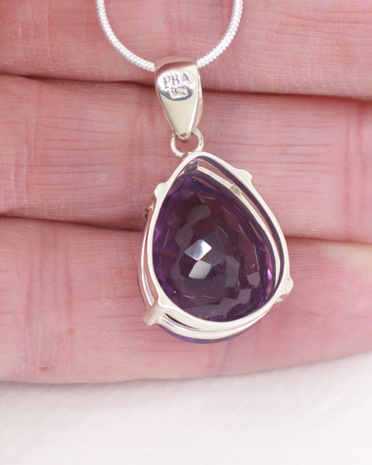 Brazilian Amethyst Sterling Silver Pendant – Violet Flame