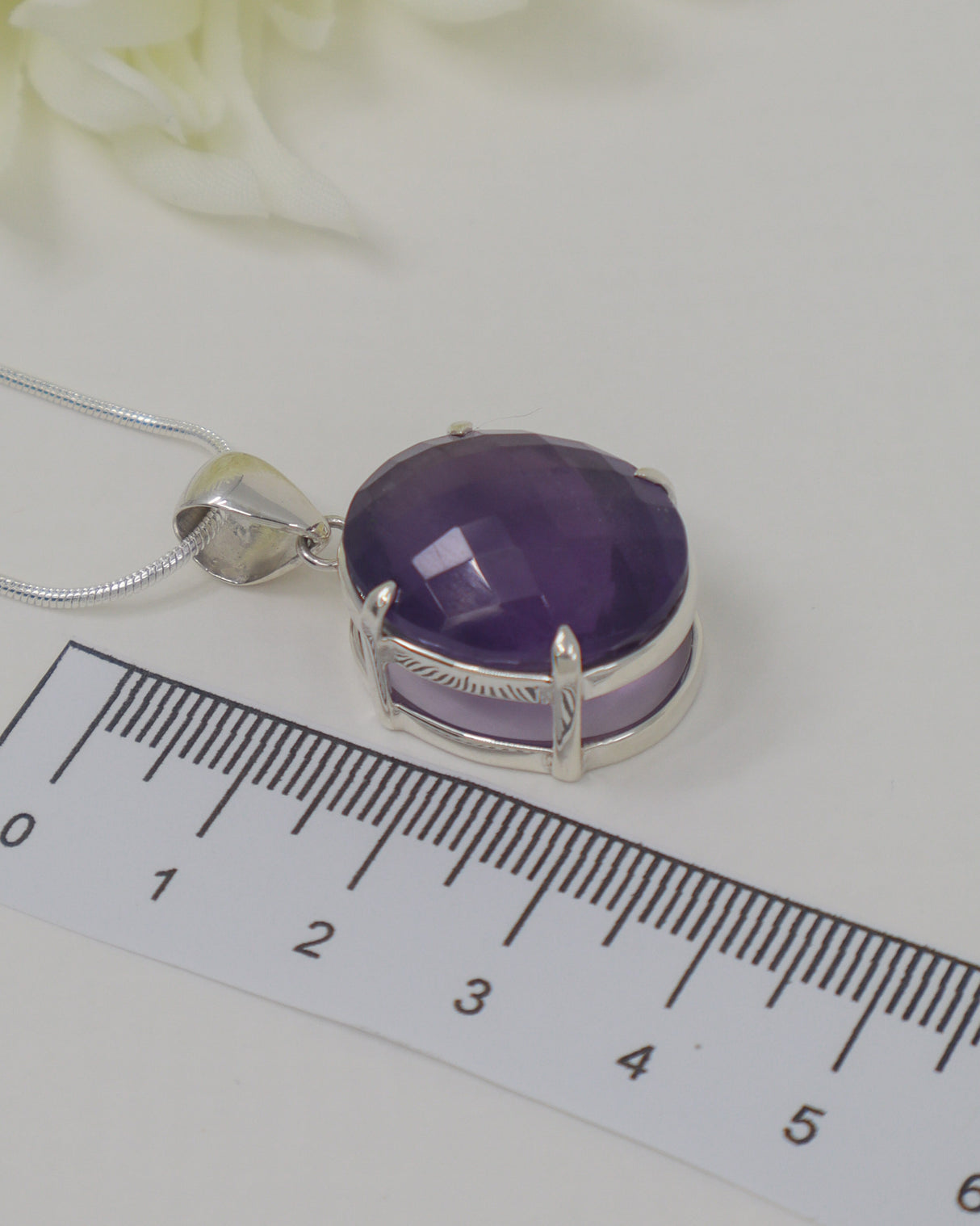 Brazilian Amethyst Sterling Silver Oval Pendant – Violet Aura