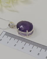 Brazilian Amethyst Sterling Silver Oval Pendant – Violet Aura
