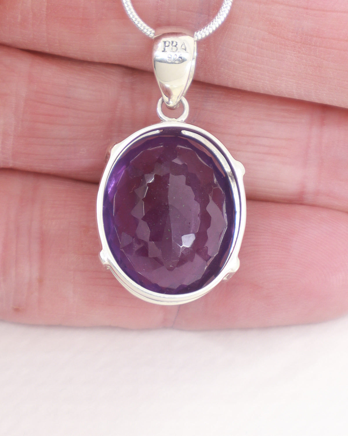 Brazilian Amethyst Sterling Silver Oval Pendant – Violet Aura