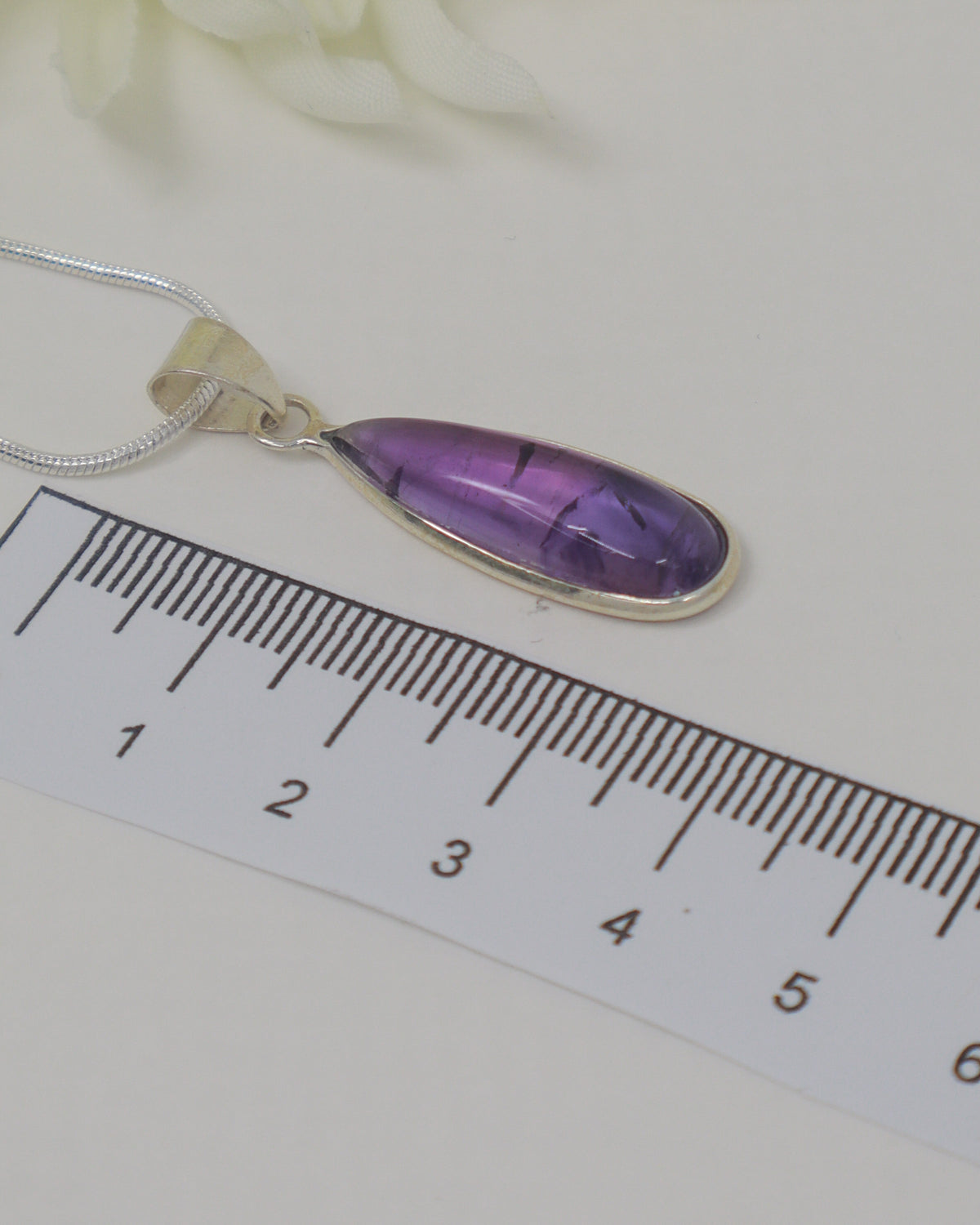 Amethyst Teardrop Sterling Silver Pendant | Calm & Intuition