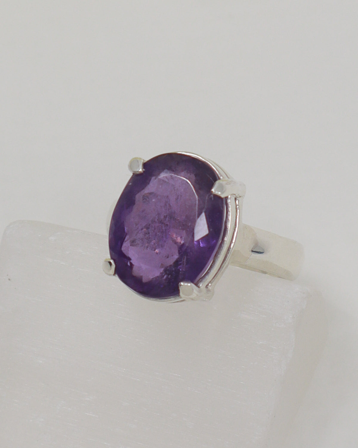 Brazilian Amethyst Sterling Silver Ring – Wisdom & Spiritual Clarity | Size 7