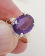 Brazilian Amethyst Sterling Silver Ring size 7 with oval faceted purple gemstone set in .925 silver.