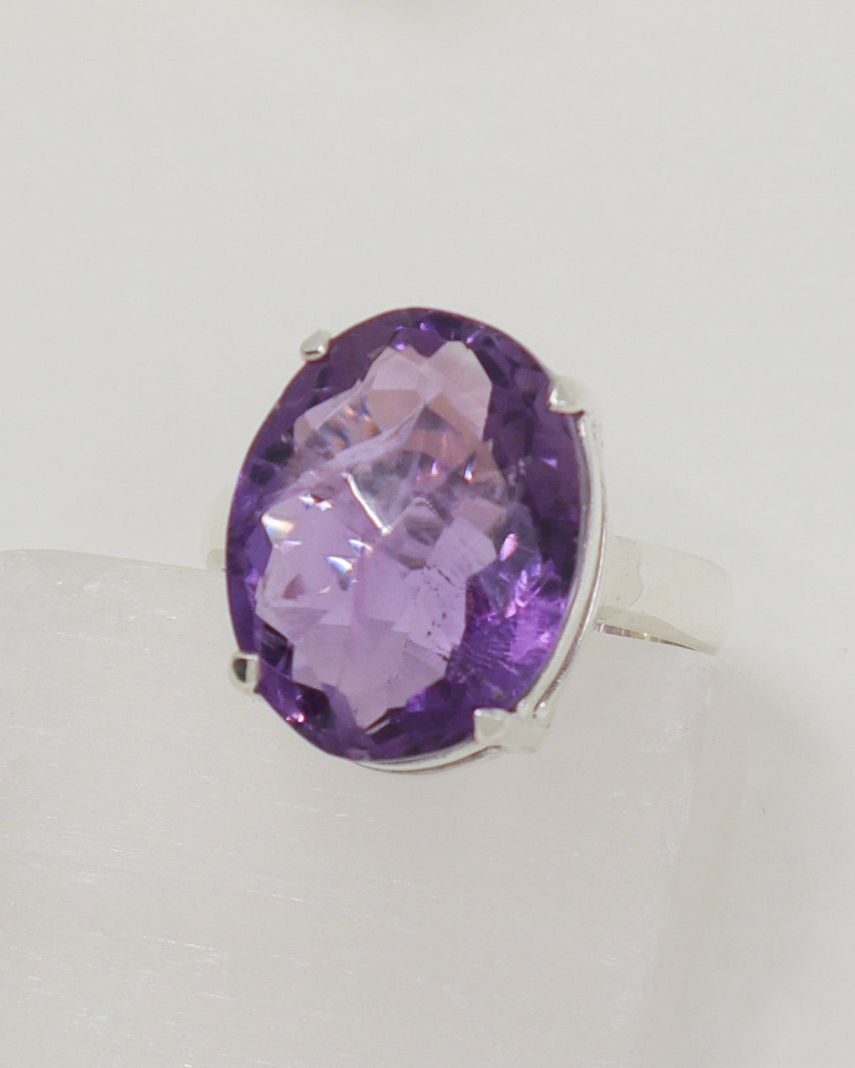 Brazilian Amethyst Statement Ring – Spiritual Wisdom & Clarity | Size 9