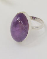 Brazilian Amethyst Cabochon Sterling Silver Ring | Size 9 | Inner Peace