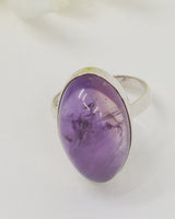 Brazilian Amethyst Cabochon Sterling Silver Ring | Size 9 | Inner Peace