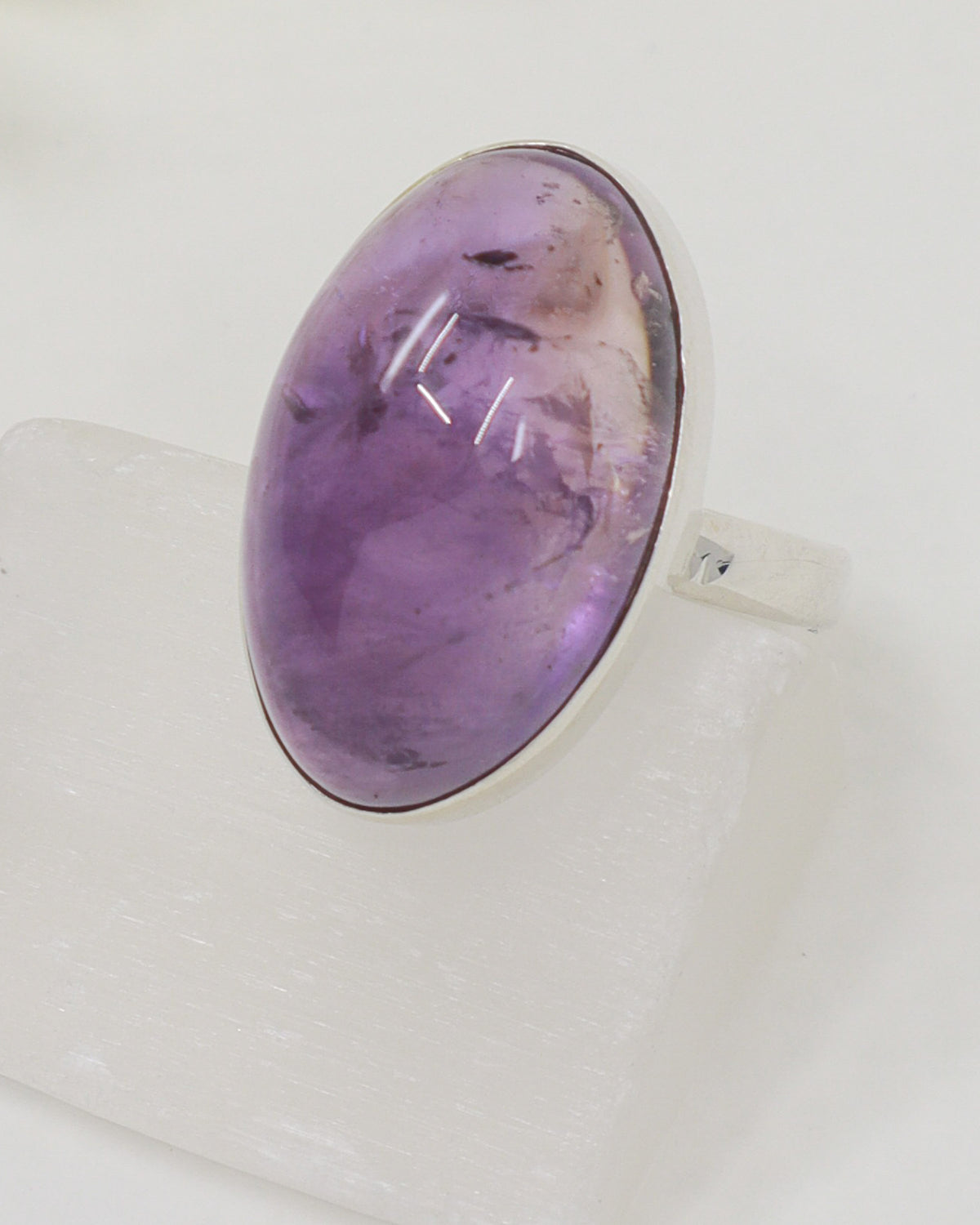 Brazilian Amethyst Cabochon Sterling Silver Ring | Size 9 | Inner Peace
