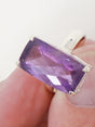 Brazilian Amethyst sterling silver ring size 6 with rectangular faceted purple gemstone in .925 silver setting – Inspired By 3 Australia.