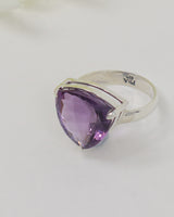 Brazilian Amethyst Sterling Silver Ring – Violet Wisdom | Size 8
