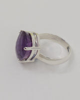 Brazilian Amethyst Sterling Silver Ring – Trinity of Wisdom | Size 7