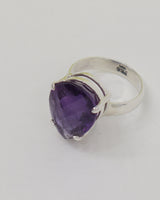 Brazilian Amethyst Sterling Silver Ring – Trinity of Wisdom | Size 7