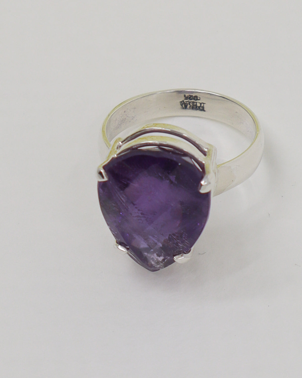 Brazilian Amethyst Sterling Silver Ring – Trinity of Wisdom | Size 7