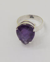 Brazilian Amethyst Sterling Silver Ring – Trinity of Wisdom | Size 7