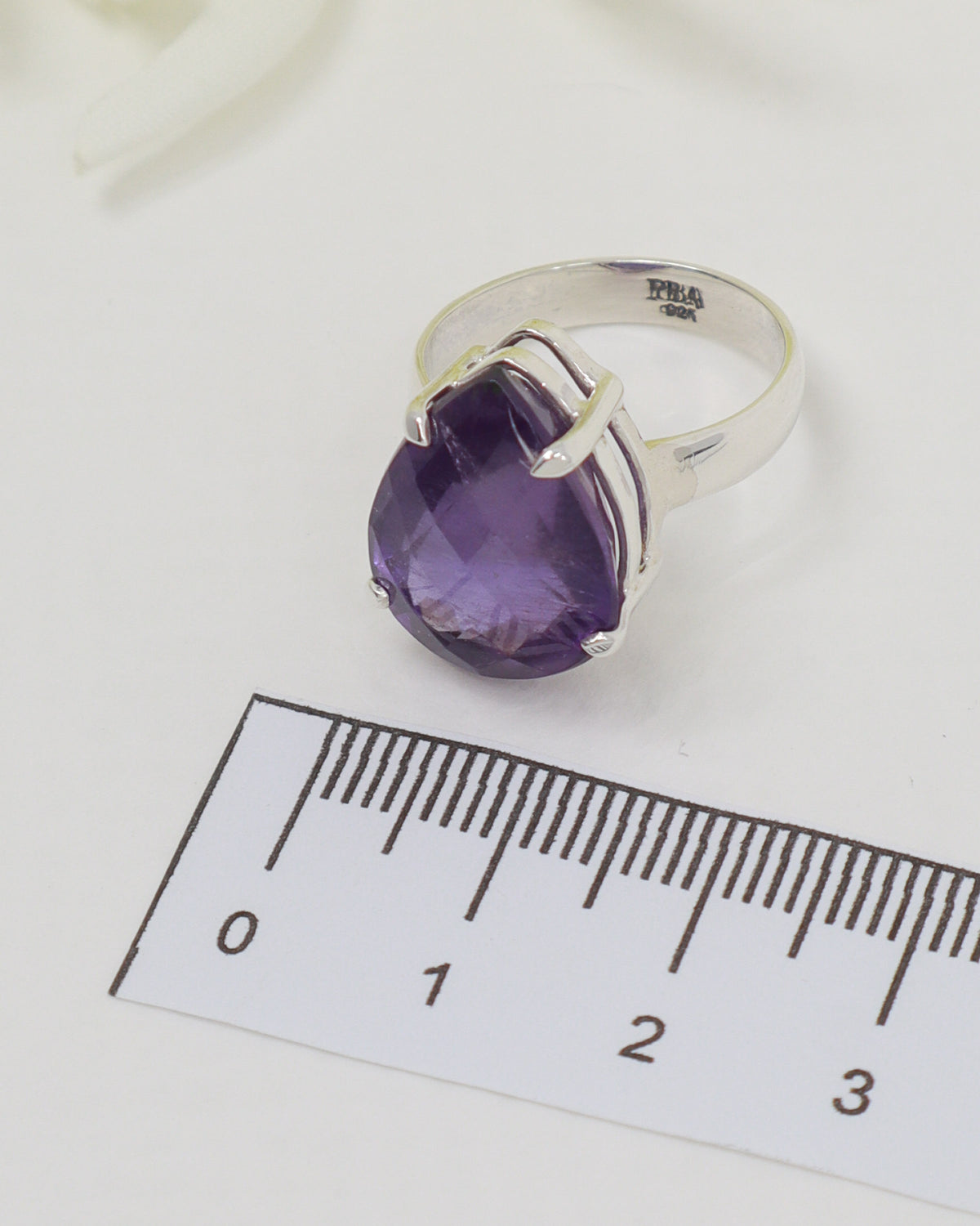 Brazilian Amethyst Sterling Silver Ring – Trinity of Wisdom | Size 7