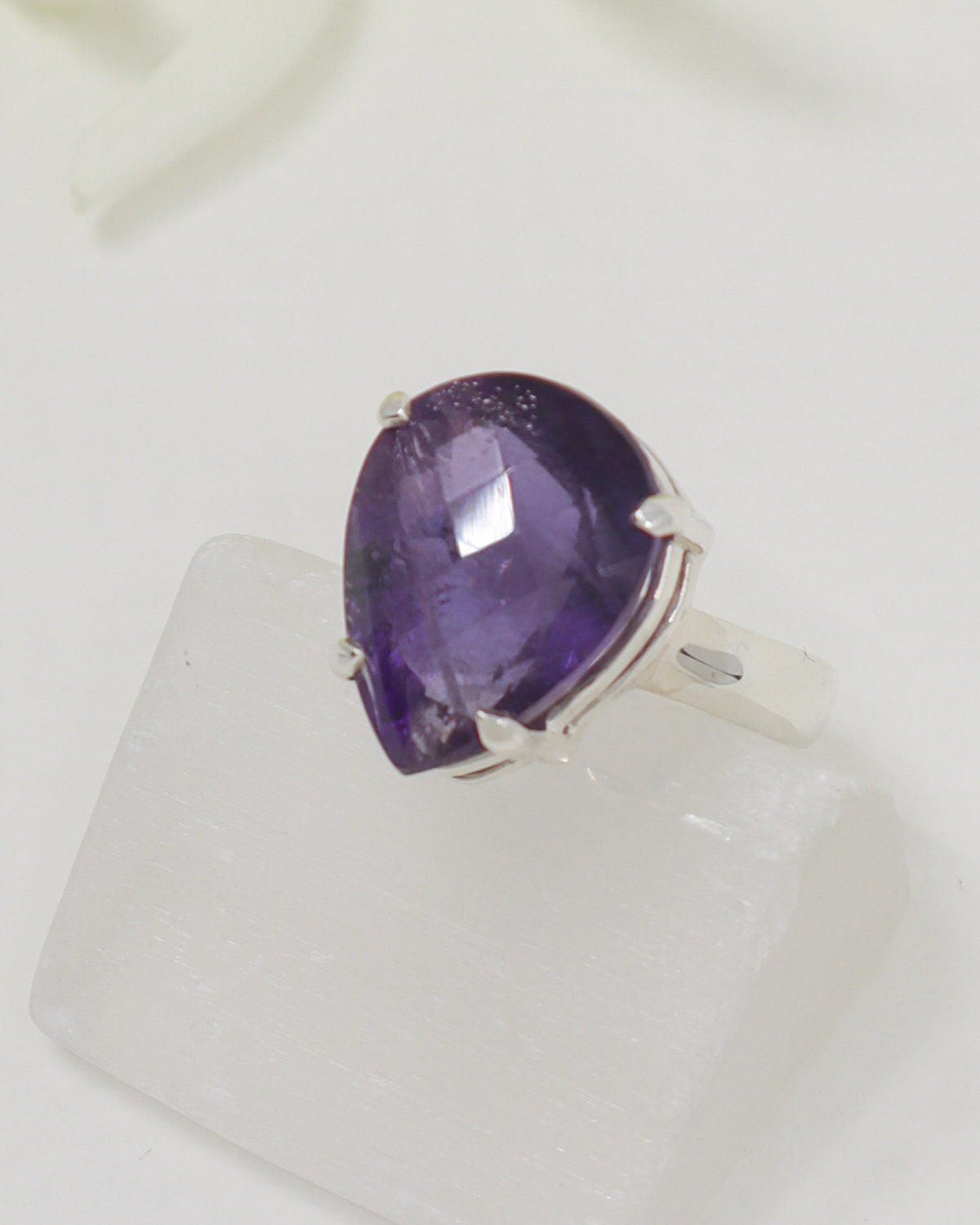 Brazilian Amethyst sterling silver ring size 7 with faceted triangular purple gemstone in .925 silver – Inspired By 3 Australia.