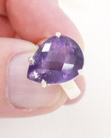 Brazilian Amethyst sterling silver ring size 7 with faceted triangular purple gemstone in .925 silver – Inspired By 3 Australia.
