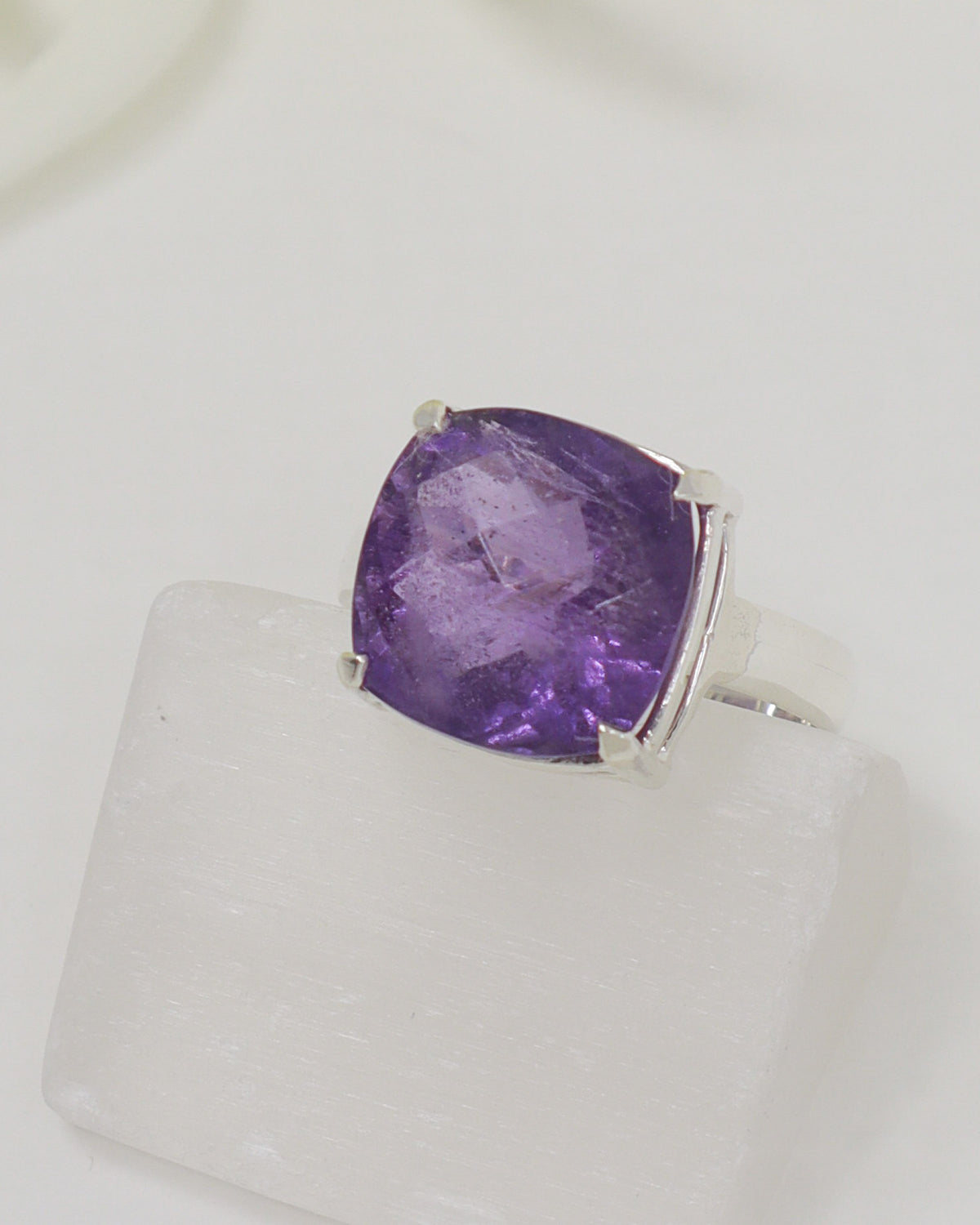 Brazilian Amethyst Sterling Silver Ring – Violet Sanctuary | Size 8