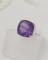 Brazilian Amethyst Sterling Silver Ring – Violet Sanctuary | Size 8